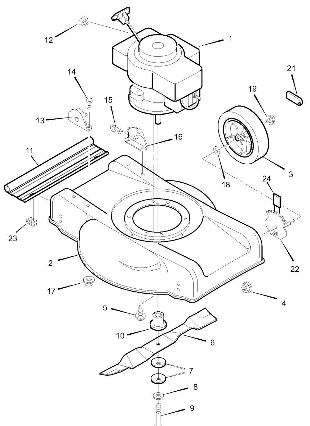 Mower Housing Assembly Diagram and Parts List for 20805X51A 1997 Briggs and Stratton Lawn Mower